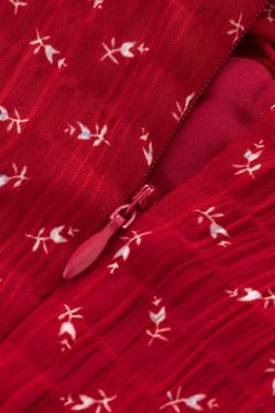 French Red Floral Mini Dress for Petite Women - Summer 2025 Vacation Style