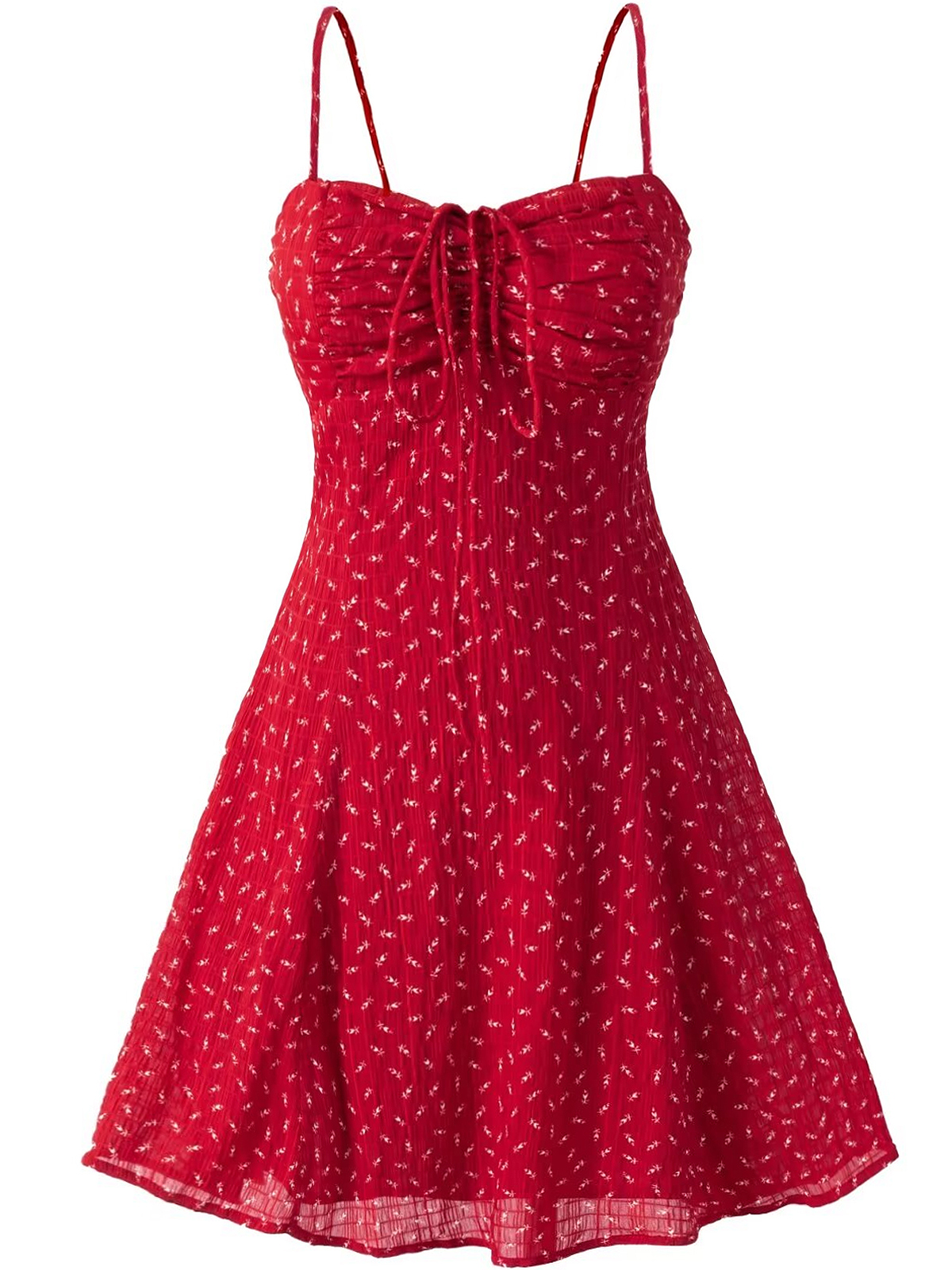 French Red Floral Mini Dress for Petite Women - Summer 2025 Vacation Style French Red Floral Mini Dress for Petite Women - Summer 2025 Vacation Style