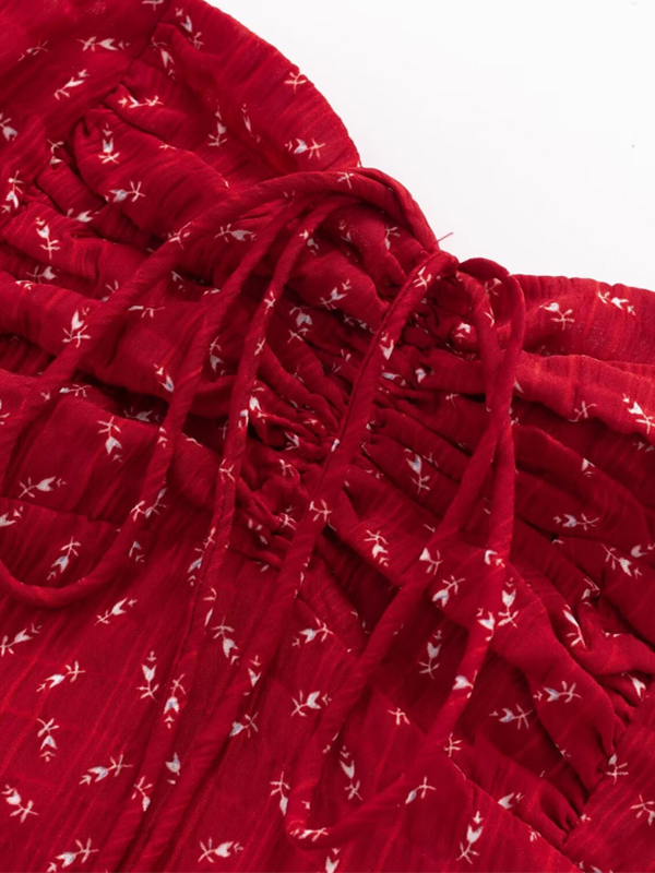 French Red Floral Mini Dress for Petite Women - Summer 2025 Vacation Style French Red Floral Mini Dress for Petite Women - Summer 2025 Vacation Style