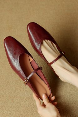 French Retro Genuine Leather Height-Increasing Slip-On Mules for Women - Comfortable Flat-Toe Half Slippers