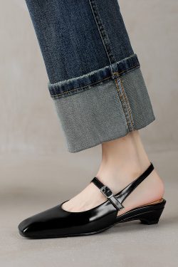 French Square Toe One-Strap Open-Toe Sandals for Women - Versatile High Heels Trend, Fashionable Italian Style