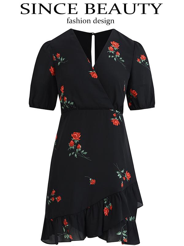 French Style Black Short Dress for Women - 2025 Summer Vacation Look, Inspired by Yang Caiyu, Trendy and Chic French Style Black Short Dress for Women - 2025 Summer Vacation Look, Inspired by Yang Caiyu, Trendy and Chic