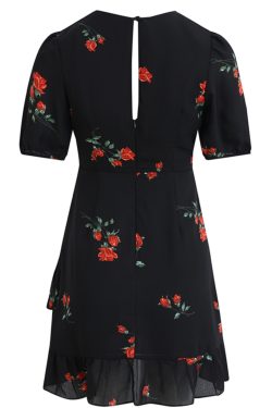 French Style Black Short Dress for Women - 2025 Summer Vacation Look, Inspired by Yang Caiyu, Trendy and Chic