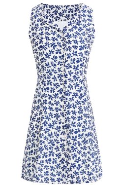 French-Style Blue Vacation Short Dress for Women - 2025 Summer Collection, Petite Fit, Effortless Elegance