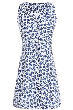French-Style Blue Vacation Short Dress for Women - 2025 Summer Collection, Petite Fit, Effortless Elegance