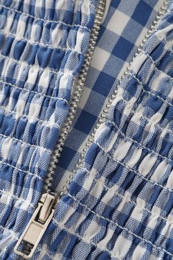 French-Style Checkered Backless Camisole with Bow - Slim Fit Women's Top for a Chic Summer Look