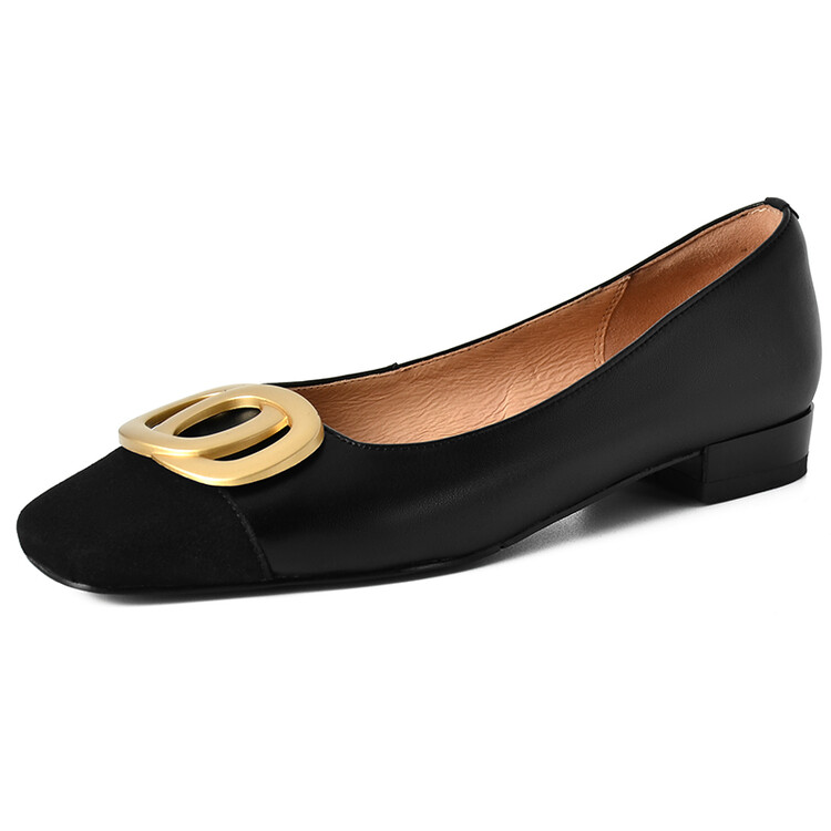 French Style Color-Blocking High Heels for Women with Metal Buckle and Square Toe, Chic Italian-Inspired Footwear French Style Color-Blocking High Heels for Women with Metal Buckle and Square Toe, Chic Italian-Inspired Footwear