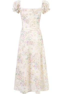 French-Style Embroidered Floral Dress for Women, High-End Quality Long Summer Dress 2025, Elegant Vintage Vibes
