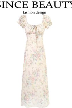 French-Style Embroidered Floral Dress for Women, High-End Quality Long Summer Dress 2025, Elegant Vintage Vibes