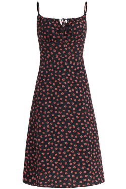 French Style Floral Spaghetti Strap Black Maxi Dress - Slim Fit Vacation Dress for Summer 2025, Perfect for 90s and Y2K Fashion