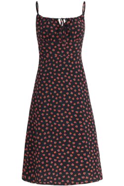 French Style Floral Spaghetti Strap Black Maxi Dress - Slim Fit Vacation Dress for Summer 2025, Perfect for 90s and Y2K Fashion