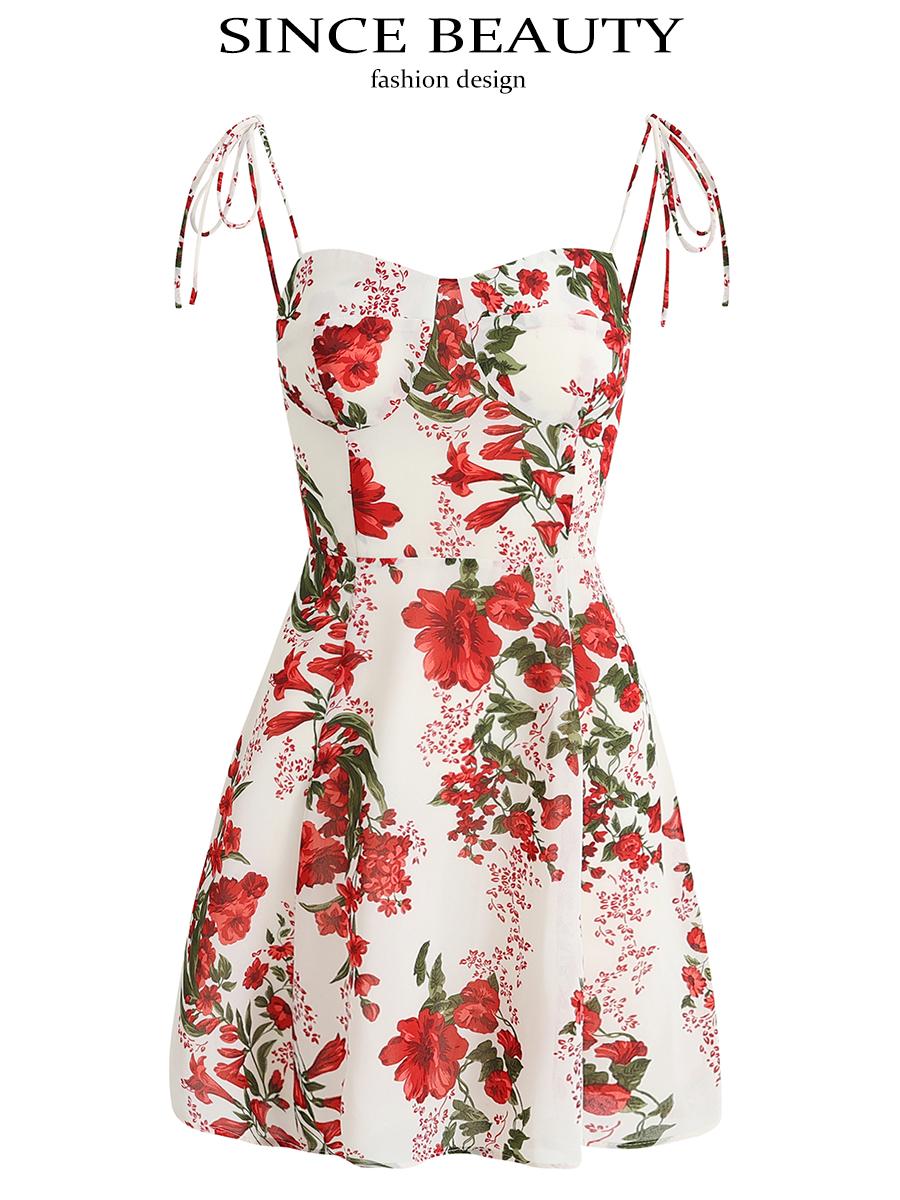 French-Style Floral Vacation Short Dress 2025 Summer Women's Petite Slim Fit Y2K Fashion French-Style Floral Vacation Short Dress 2025 Summer Women's Petite Slim Fit Y2K Fashion