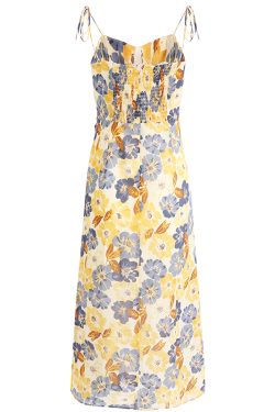 French-Style Floral Women's Dress - High-End Yellow Summer Dress for 2025 Vacation - Trendy and Elegant Fashion