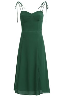 French Style Green Summer Dress 2025 with Side Slit and Spaghetti Straps - Women's Vacation Maxi Dress