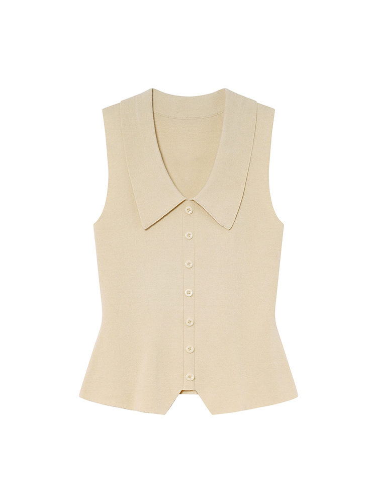 French-Style Lapel Faux Placket Knitted Vest for Women - Summer 2025 Slim-Fit T-Shirt Top, Flattering Casual Fashion French-Style Lapel Faux Placket Knitted Vest for Women - Summer 2025 Slim-Fit T-Shirt Top, Flattering Casual Fashion