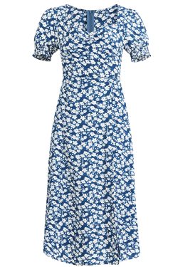 French-Style Long Blue Dress for Women - 2025 Summer Vacation Fashion, Elegant and Chic Look, Inspired by Zhong Chuxi