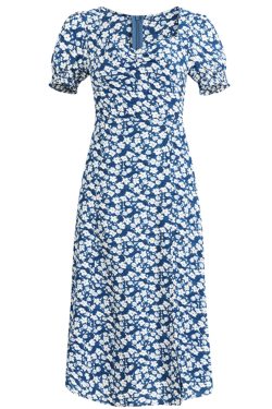 French-Style Long Blue Dress for Women - 2025 Summer Vacation Fashion, Elegant and Chic Look, Inspired by Zhong Chuxi