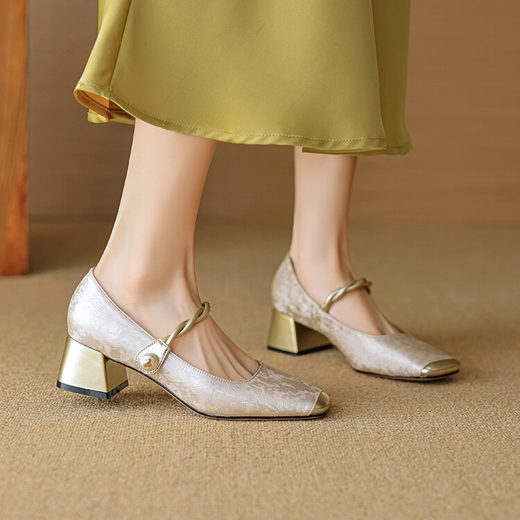 French Style Low-Heeled Mary Jane Shoes for Women - Genuine Leather Square Toe, Trendy Italian Design French Style Low-Heeled Mary Jane Shoes for Women - Genuine Leather Square Toe, Trendy Italian Design