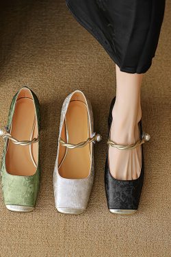 French Style Low-Heeled Mary Jane Shoes for Women - Genuine Leather Square Toe, Trendy Italian Design