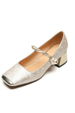 French Style Low-Heeled Mary Jane Shoes for Women - Genuine Leather Square Toe, Trendy Italian Design