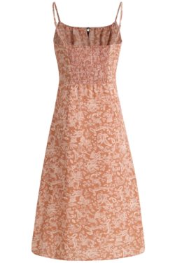 French-Style Orange Women's Dress with Straps, Printed, Elegant Vacation Look for Summer 2025