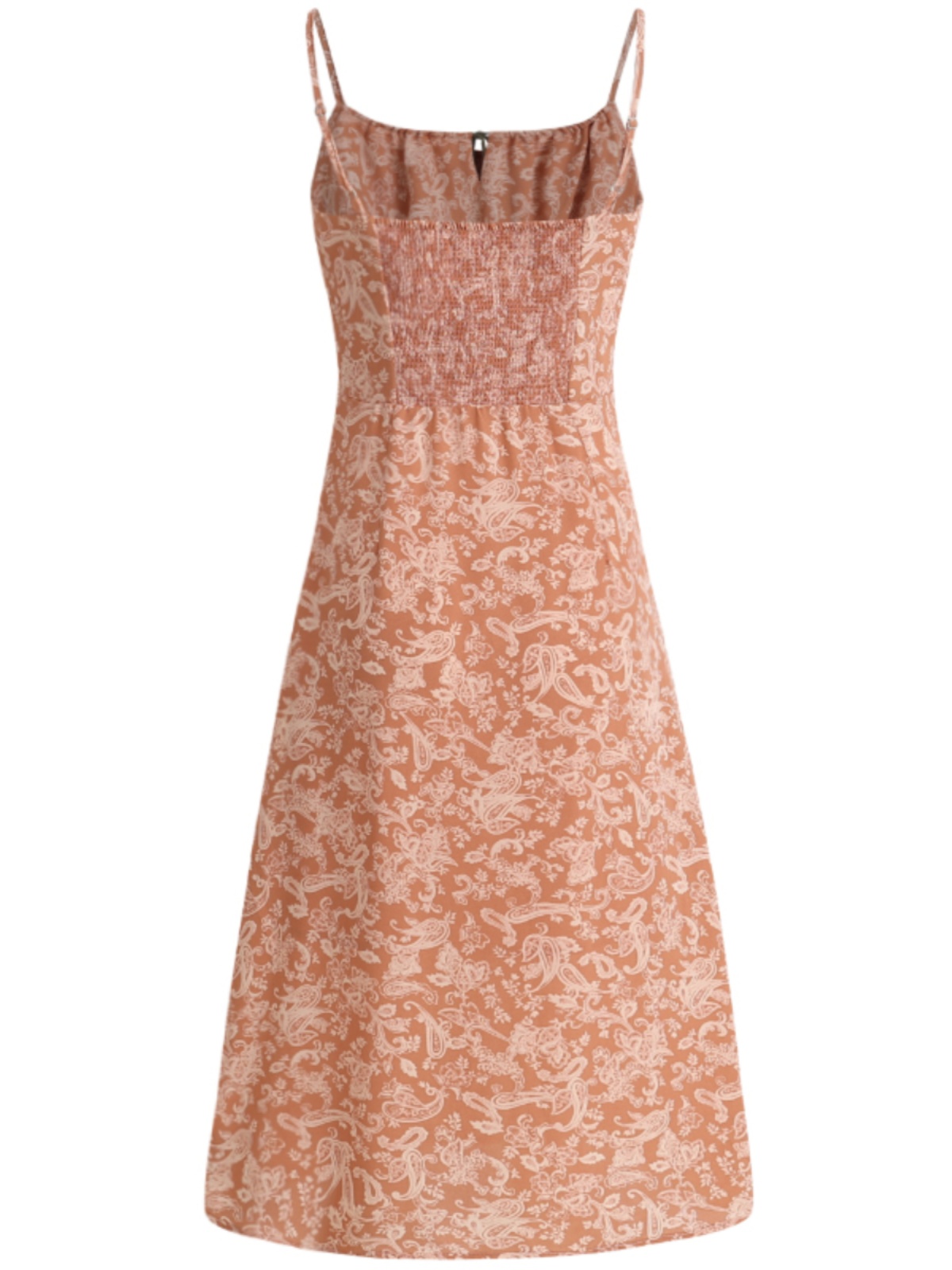 French-Style Orange Women's Dress with Straps, Printed, Elegant Vacation Look for Summer 2025 French-Style Orange Women's Dress with Straps, Printed, Elegant Vacation Look for Summer 2025