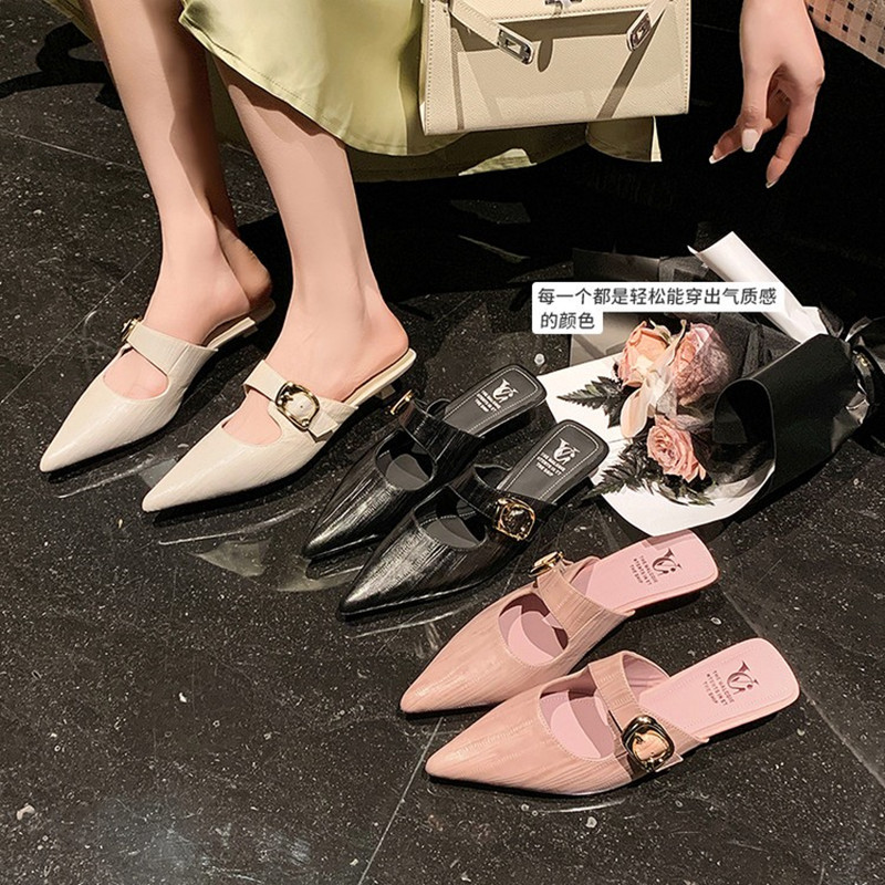 French Style Pointed Toe Kitten Heel Sandals for Women - Fashionable Closed Toe Half Slippers, Versatile 90s Inspired Footwear French Style Pointed Toe Kitten Heel Sandals for Women - Fashionable Closed Toe Half Slippers, Versatile 90s Inspired Footwear