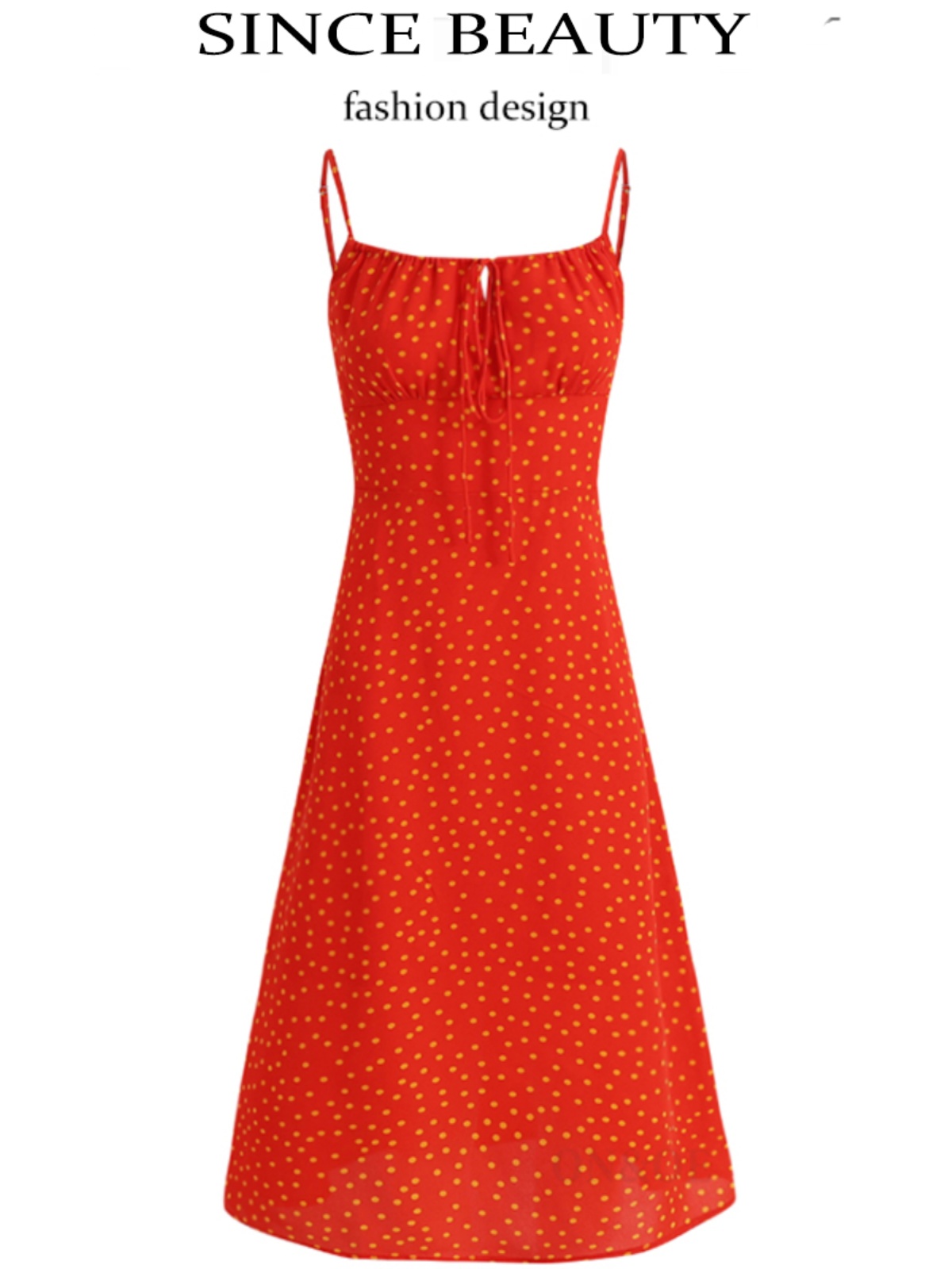 French Style Polka Dot Spaghetti Strap Long Red Dress for Summer 2025 - Vacation Essential, Slimming Fit for Women French Style Polka Dot Spaghetti Strap Long Red Dress for Summer 2025 - Vacation Essential, Slimming Fit for Women