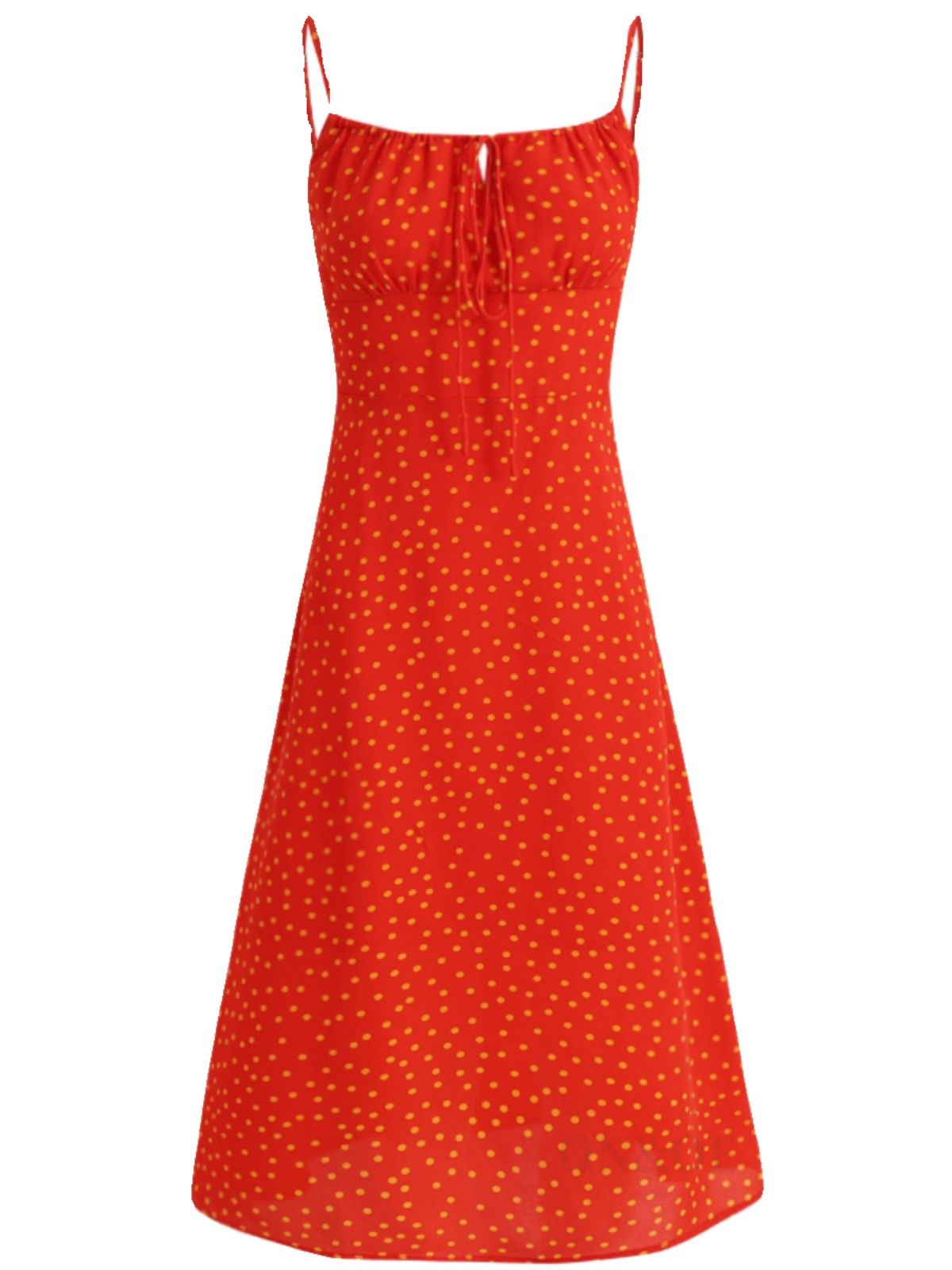 French Style Polka Dot Spaghetti Strap Long Red Dress for Summer 2025 - Vacation Essential, Slimming Fit for Women French Style Polka Dot Spaghetti Strap Long Red Dress for Summer 2025 - Vacation Essential, Slimming Fit for Women