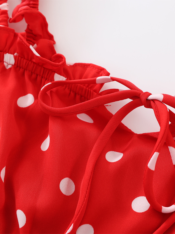 French-Style Red Polka Dot Camisole Top for Women - 2025 Vacation Layering Essential French-Style Red Polka Dot Camisole Top for Women - 2025 Vacation Layering Essential