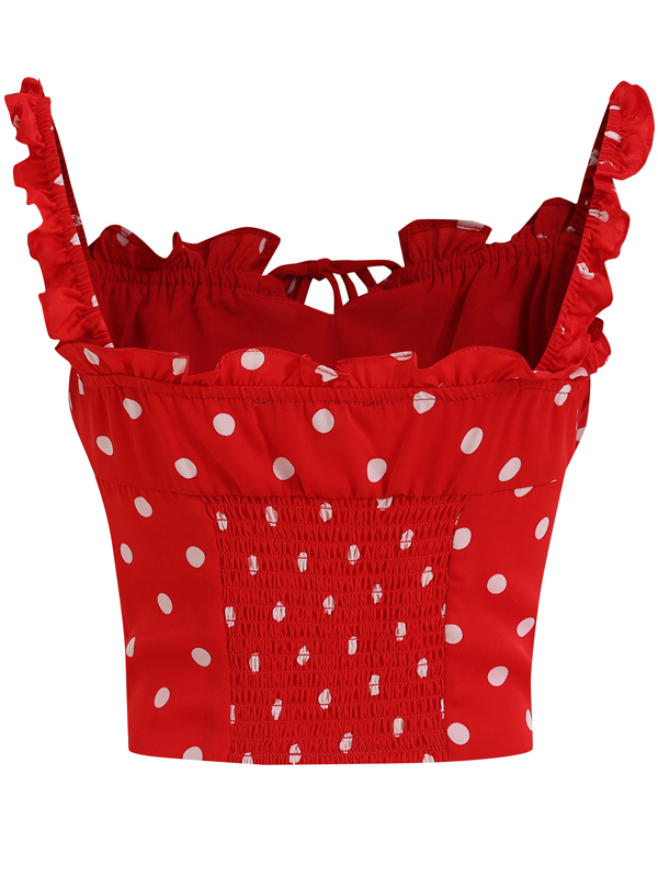 French-Style Red Polka Dot Camisole Top for Women - 2025 Vacation Layering Essential French-Style Red Polka Dot Camisole Top for Women - 2025 Vacation Layering Essential