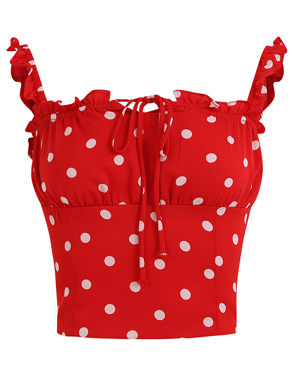 French-Style Red Polka Dot Camisole Top for Women - 2025 Vacation Layering Essential French-Style Red Polka Dot Camisole Top for Women - 2025 Vacation Layering Essential