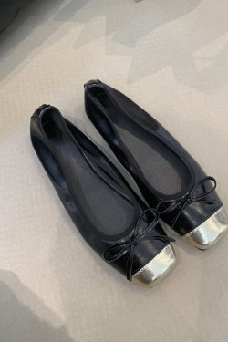 French-Style Sheepskin Ballet Flats for Women - Versatile Square Toe Shallow Mouth Shoes, Gentle Comfort, Classic Grandma Style