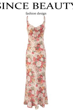 French Style Sleeveless Printed Long Dress for Summer 2025 - High-End Vacation Fashion for Women