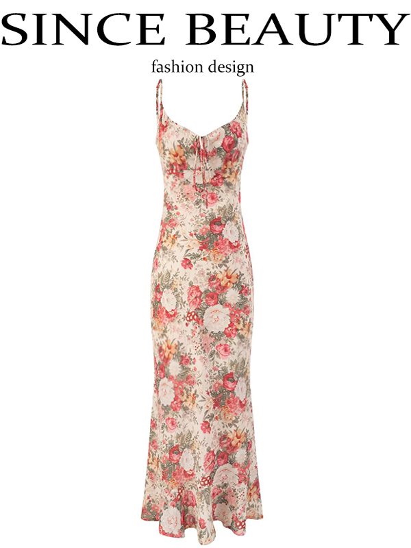 French Style Sleeveless Printed Long Dress for Summer 2025 - High-End Vacation Fashion for Women French Style Sleeveless Printed Long Dress for Summer 2025 - High-End Vacation Fashion for Women