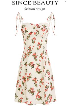 French Style Spaghetti Strap White Dress for Women - Petite Summer Vacation Dress 2025 - Slimming Design