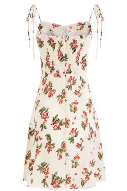 French Style Spaghetti Strap White Dress for Women - Petite Summer Vacation Dress 2025 - Slimming Design