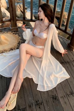 French-Style Ultra-Fairy Chiffon Bikini Cover-Up Cardigan for Women - Bali Seaside Vacation Sun Protection