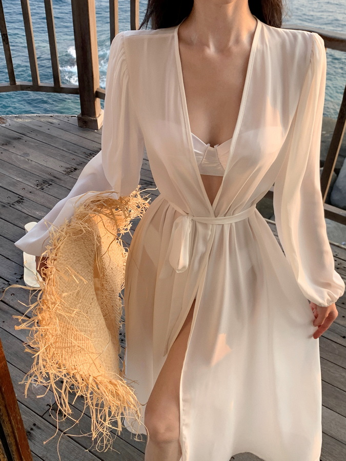 French-Style Ultra-Fairy Chiffon Bikini Cover-Up Cardigan for Women - Bali Seaside Vacation Sun Protection French-Style Ultra-Fairy Chiffon Bikini Cover-Up Cardigan for Women - Bali Seaside Vacation Sun Protection