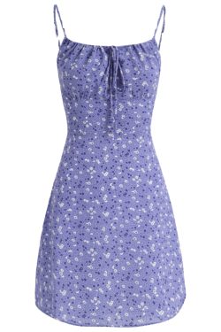 French Style Vacation Purple Spaghetti Strap Dress for Women - Petite Summer 2025 Fashion