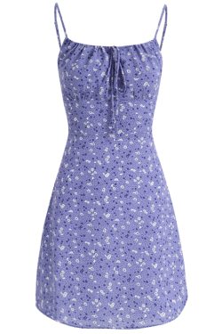 French Style Vacation Purple Spaghetti Strap Dress for Women - Petite Summer 2025 Fashion