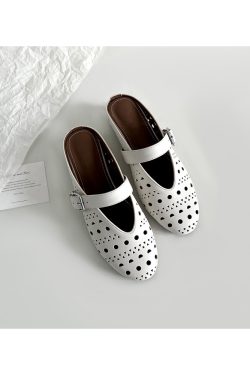 French Style Women's Sheepskin High-Heeled Sandals with Breathable Hollow Round Toe and Single Strap - Chic Summer Footwear