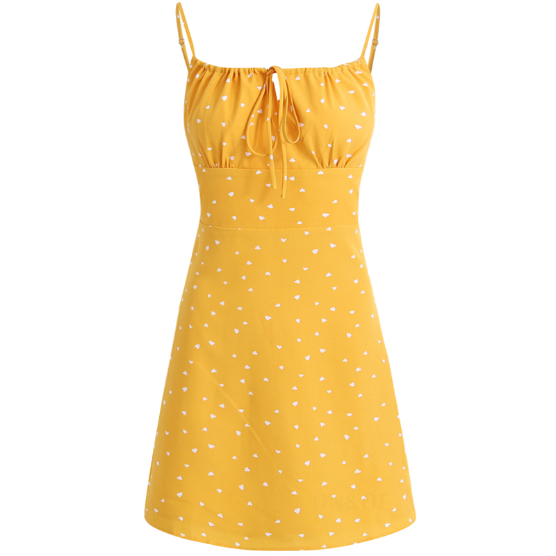French Style Yellow Spaghetti Strap Dress for Women - Petite Summer Vacation Dress 2025 French Style Yellow Spaghetti Strap Dress for Women - Petite Summer Vacation Dress 2025
