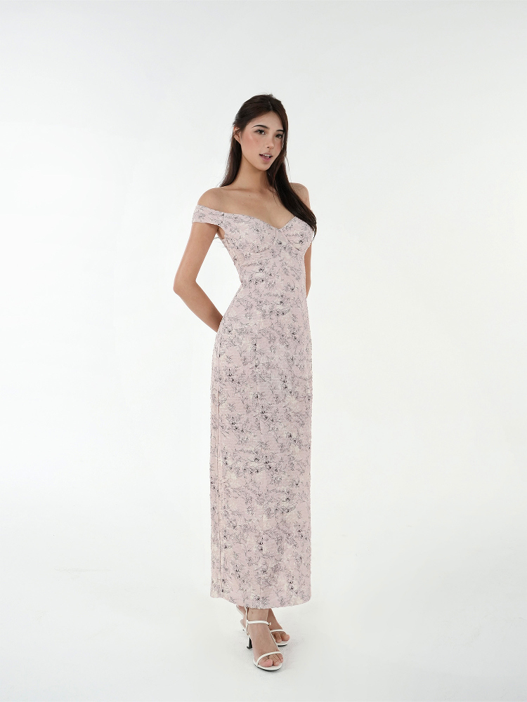 French V-Neck Fitted Split Printed Chiffon Long Dress - Elegant Summer Style, Perfect for 90s Inspired or Y2K Fashion French V-Neck Fitted Split Printed Chiffon Long Dress - Elegant Summer Style, Perfect for 90s Inspired or Y2K Fashion