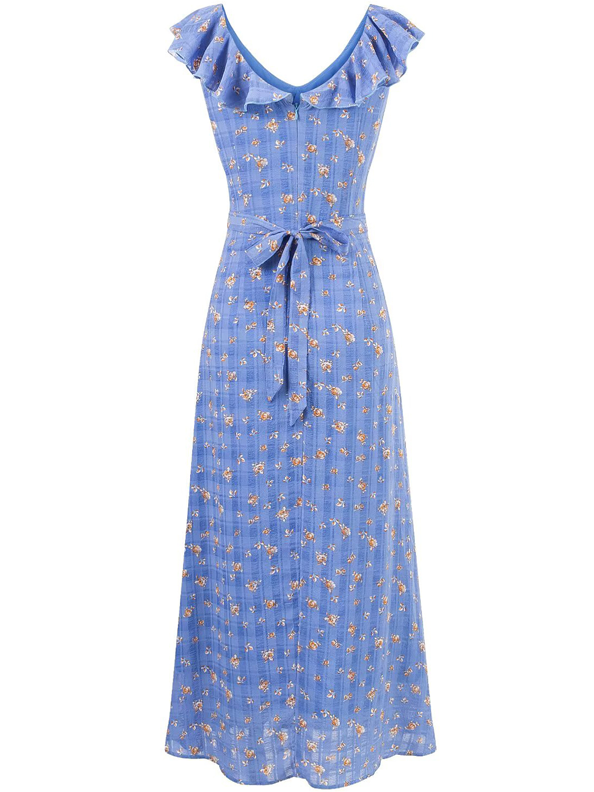 French Vintage Blue Floral Vacation Dress for Women - 2025 Summer Long Tea Break Style French Vintage Blue Floral Vacation Dress for Women - 2025 Summer Long Tea Break Style