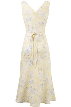 French Vintage Floral Long Slip Dress for Women - Waist-Defined Summer 2025 Fashion, Perfect for 90s and Y2K Inspired Styles