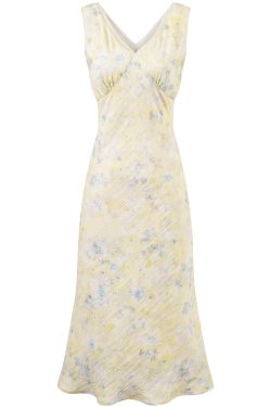 French Vintage Floral Long Slip Dress for Women - Waist-Defined Summer 2025 Fashion, Perfect for 90s and Y2K Inspired Styles