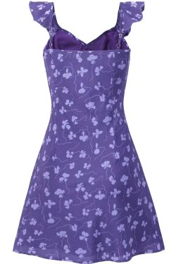 French Vintage Floral V-Neck Ruffled Slip Dress - 2025 Summer A-Line Short Skirt, Perfect for Y2K and 90s Inspired Looks