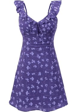French Vintage Floral V-Neck Ruffled Slip Dress - 2025 Summer A-Line Short Skirt, Perfect for Y2K and 90s Inspired Looks