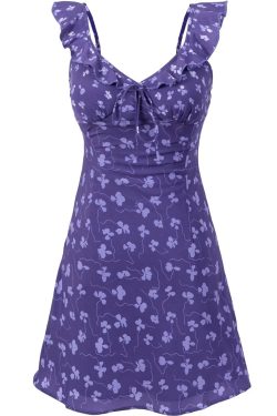 French Vintage Floral V-Neck Ruffled Slip Dress - 2025 Summer A-Line Short Skirt, Perfect for Y2K and 90s Inspired Looks